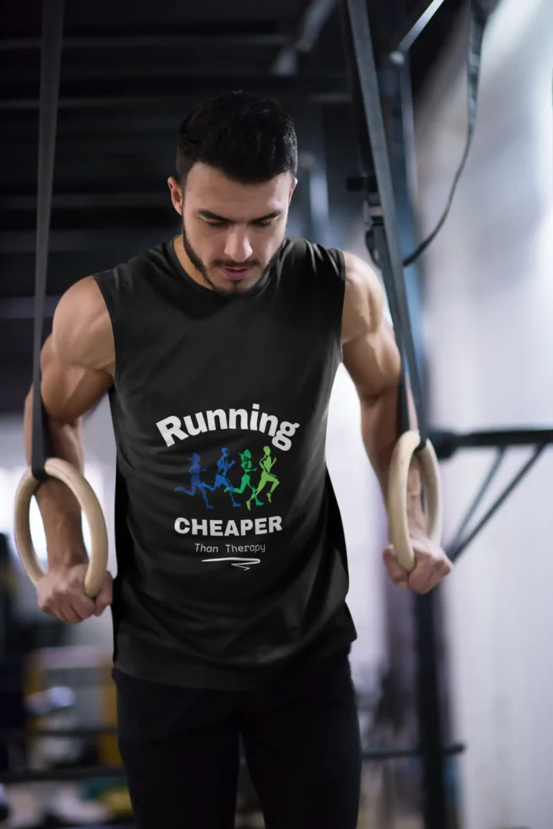 Running Cheaper Then Therapy - Gym Vest - Image 2