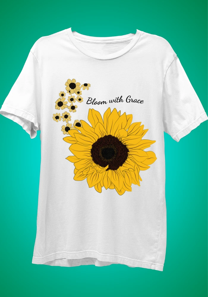 BLOOM WITH GRACE-01 WHITE t-shirt.