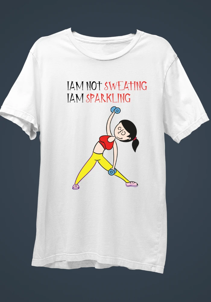 I AM NOT SWEATING IAM SPARKLING-01 WHITE t-shirt.