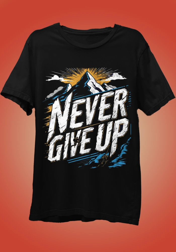 Black never give up t shirt